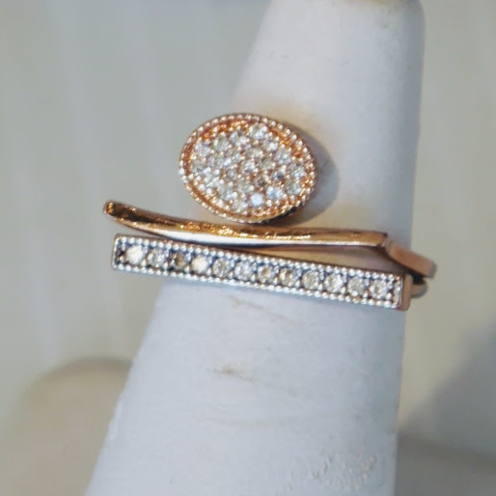 Rose Gold tone and CZ stacker set Rings